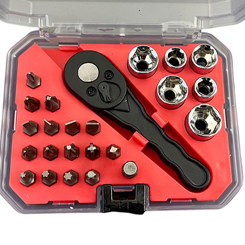 小飞套筒扳手螺丝批组合4-13mm1/4棘轮工具套装铬钒钢拆卸高硬度