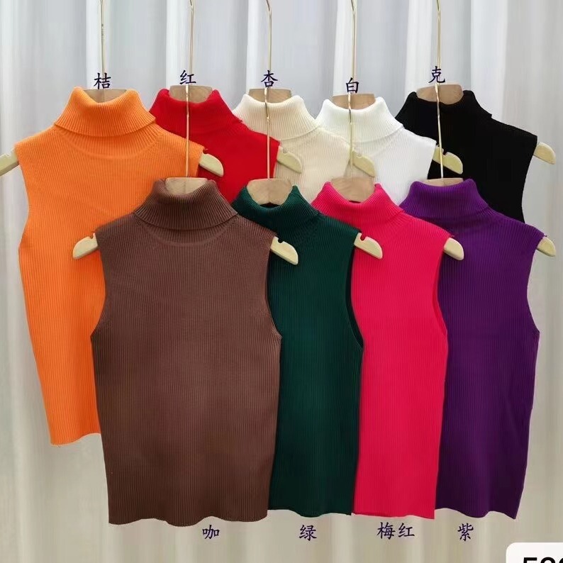 Turtleneck Suit with Women's Small Shirt New Versatile Sleeveless Knitted Bottoming Shirt Simple Vest Suspender Top Trendy Turtleneck Suit with Women's Small Shirt New Versatile Sleeveless Knitted Bottoming Shirt Simple Vest Suspender Top Trendy