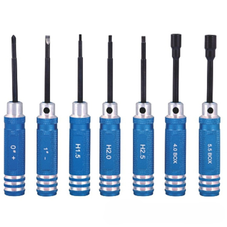 航模工具 维修拆机十字/一字/内六角/外六角螺丝刀 7件套 黑钢