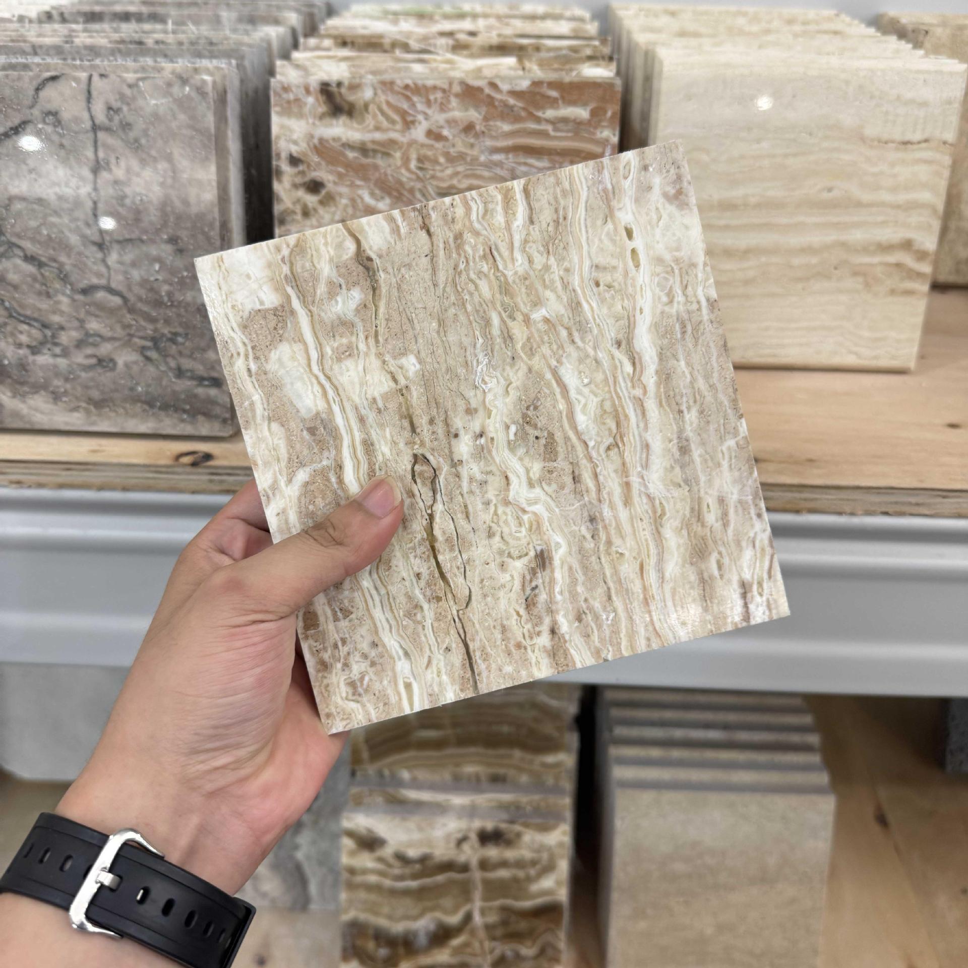 银灰洞超白洞石小样木纹大理石块天然石材各种洞石样品