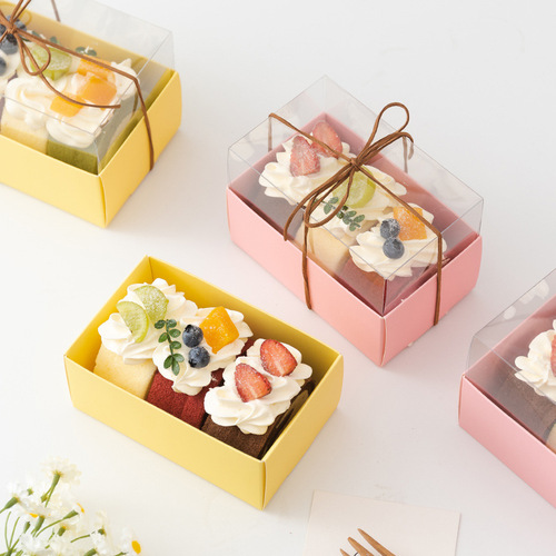 Cake roll packaging box Korean room temperature towel roll Swiss roll Western pastry transparent box dessert macaron packaging box