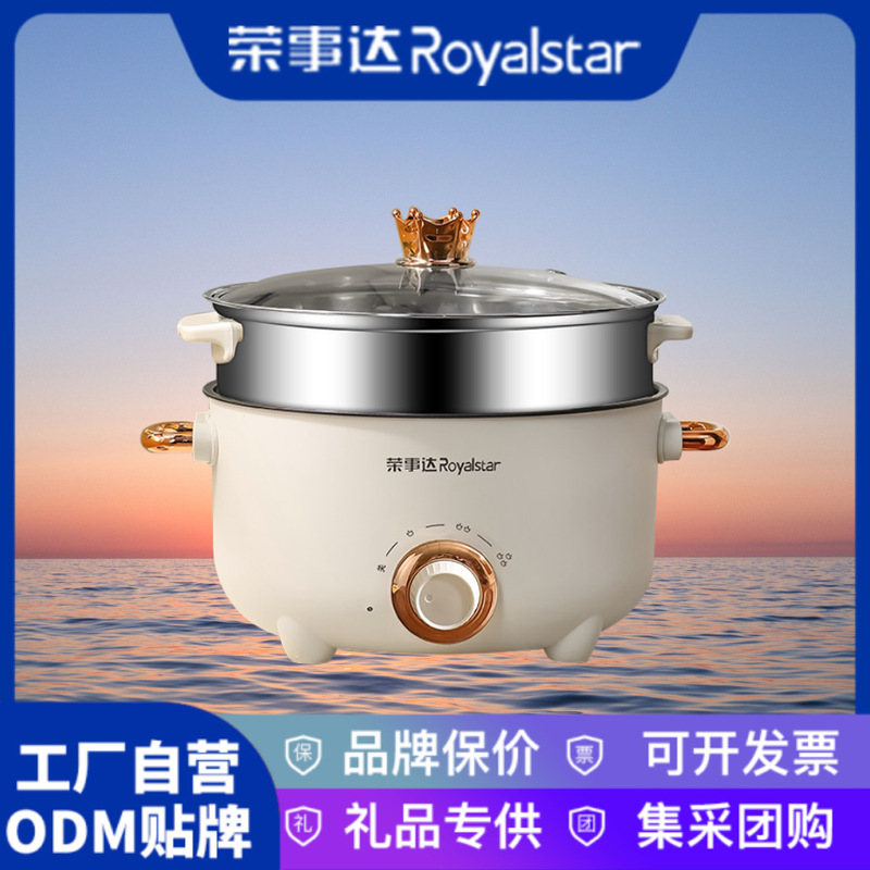 Royalstar Electric Cooking Pot for Dormitory Students, Small Electric Noodle Cooker, Multifunctional Steaming and Cooking All-In-One Steamer