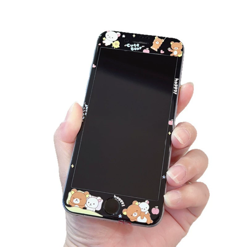Защитное стекло для экрана Apple 4S, пылезащитное 6P, милый мультфильм, прозрачное SE1, закаленная цветная пленка