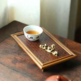 大漆茶台 原竹日式席茶具茶盘家用小茶台茶桌壶垫干泡台 一壶一杯
