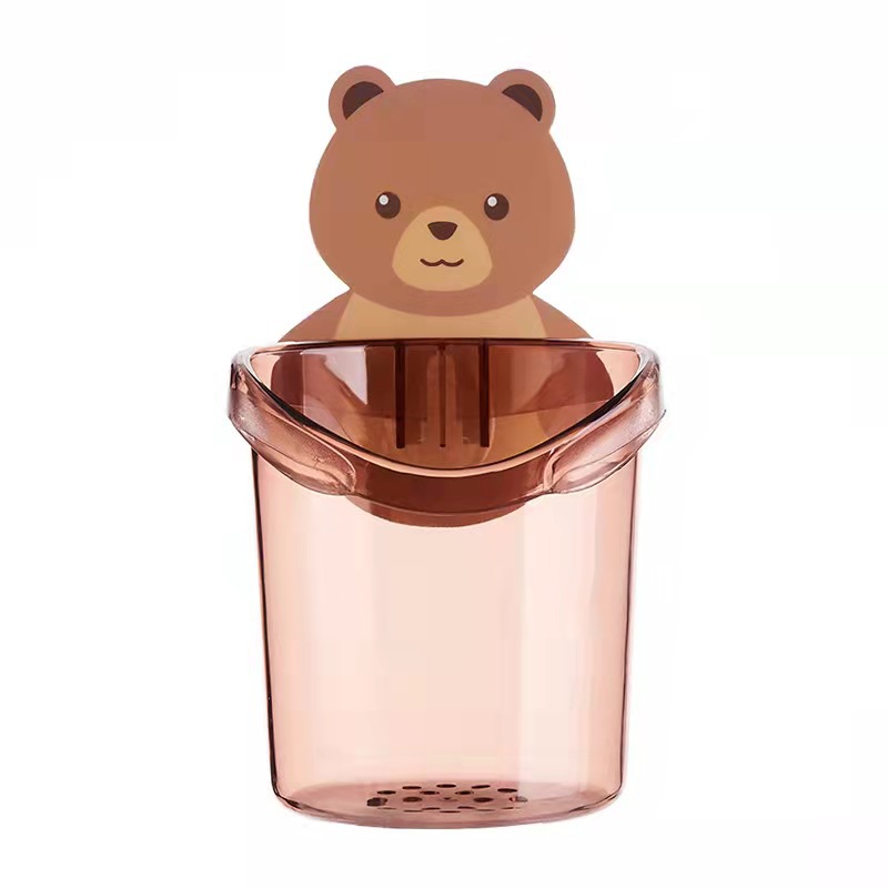 Baño cepillo de dientes taza abrazo Oso de almacenamiento rack baño colgante de pared peine banda de goma caja de almacenamiento de cosméticos titular de pasta de dientes