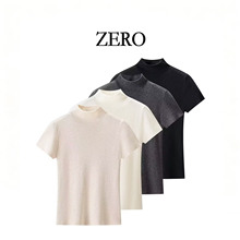 ZERO自制欧美风新款女装修身显瘦百搭短袖针织衫薄款洋气韩系