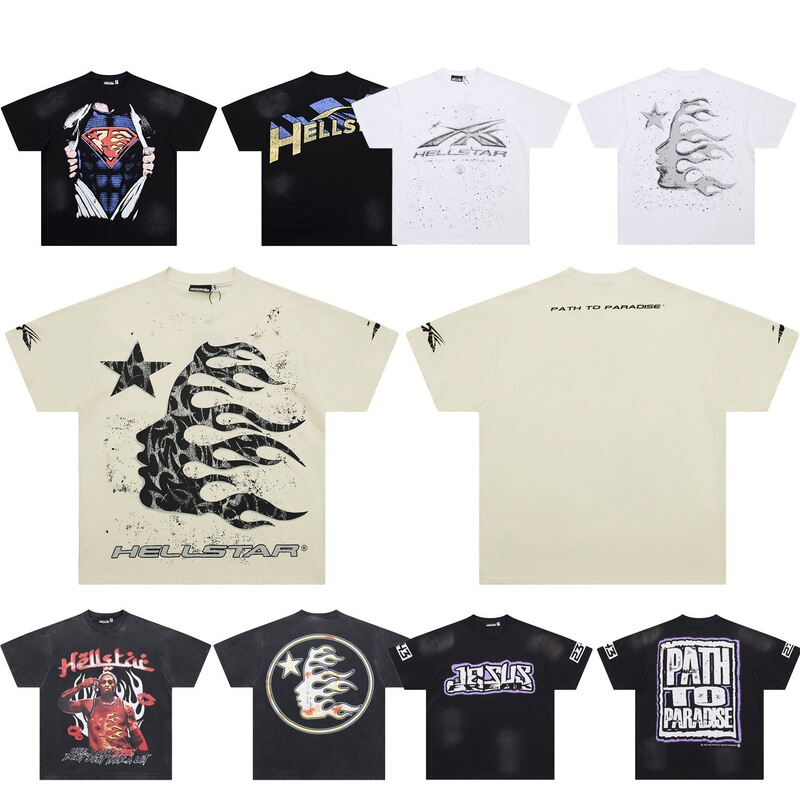 Long-Term Availability of American-Style Trendy Brand Hellstar High-Street Printed Short-Sleeve T-Shirts with Rock Slogan Prints for Men and Women