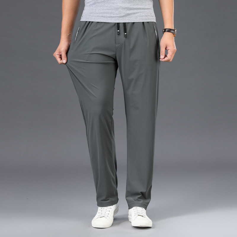 Fat Brother 2025 Summer Sports Pants Men's Plus Size Thin Long Pants Large Size Elastic Waist Casual Pants Ice Silk Pants Fat Brother 2025 Summer Sports Pants Men's Plus Size Thin Long Pants Large Size Elastic Waist Casual Pants Ice Silk Pants