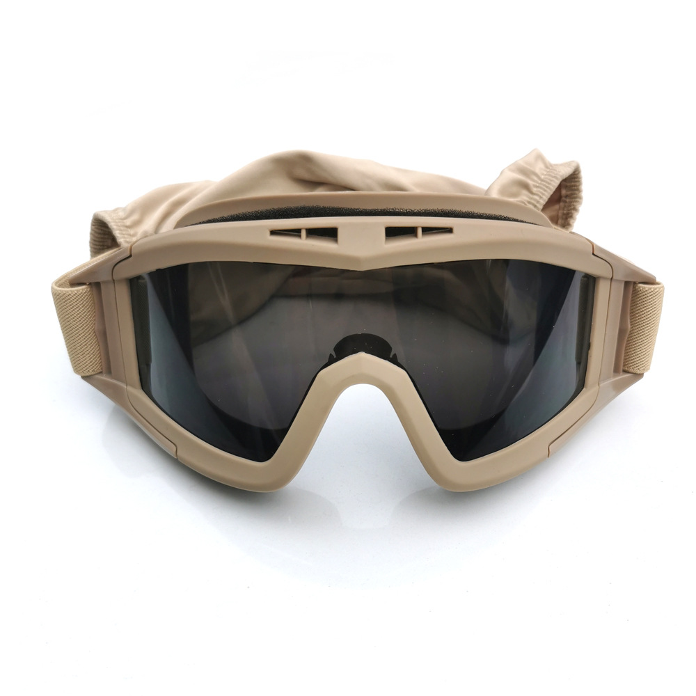Desert Locust Military Fan Tactical Goggles Labor Protection Windproof Anti-Fall Special Goggles Anti-fog Bulletproof CS Equipment
