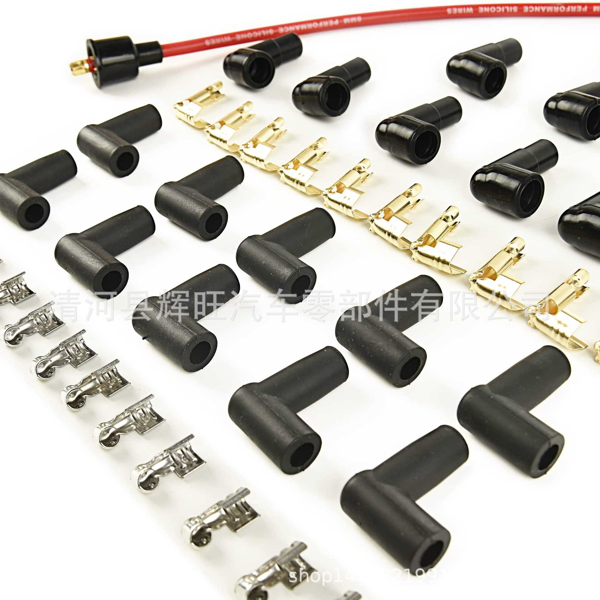 8mm Spark Plug Wire Set with Red Silicone Sheath and 90-Degree Elbow, Can Replace Rlp-4041