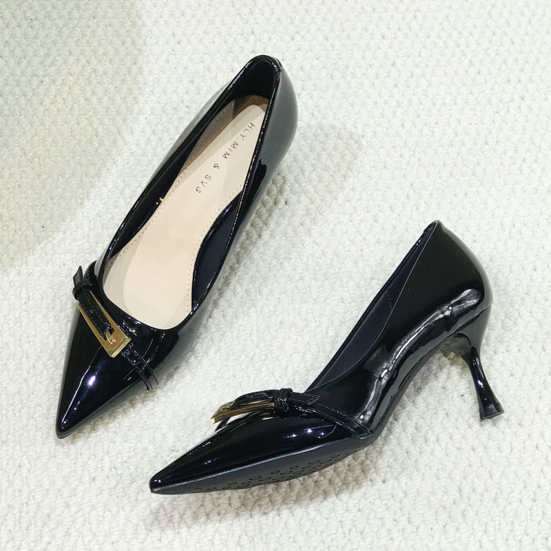 2024 봄 새로운 도착 신발 스틸레토 힐 뾰족한 하이힐 요정 스타일 신발