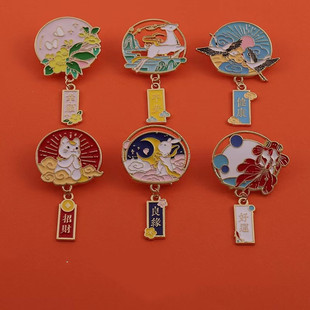 Auspicious words brooch men and women safe happy clothes bag decoration temperament student badge a deer safe