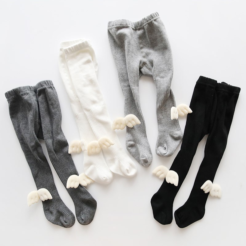 New combed cotton autumn and winter angel wings girls Children Baby pantyhose double needle baby leggings socks