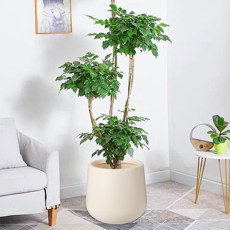 Maceta de plástico redonda de gran diámetro, cemento de imitación de moldeo por soplado grueso, maceta de plantas verdes grandes, maceta decorativa de flores de sala de estar