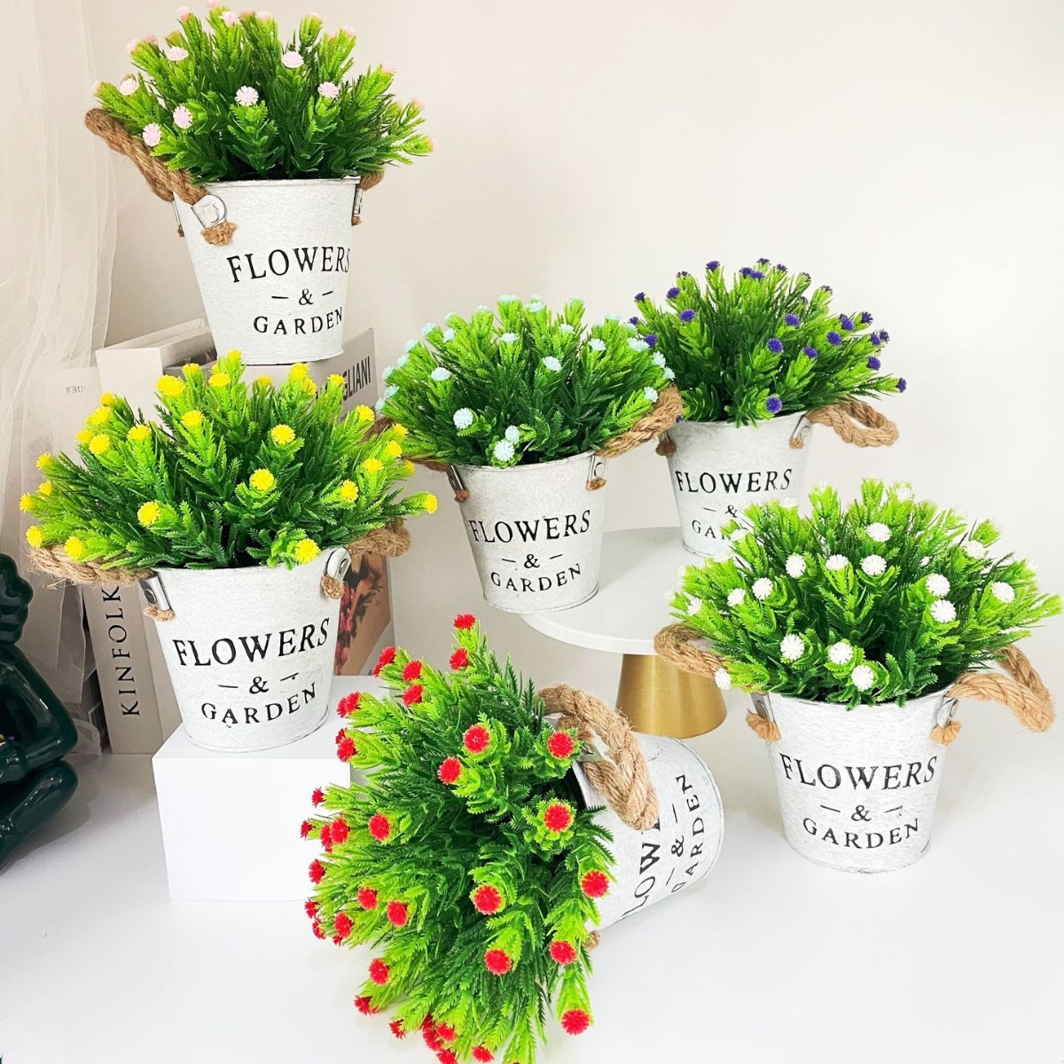 Simulación de plantas verdes, gypsophila, plantas en macetas, decoración de la sala de estar del hogar, adornos de escritorio, plantas de simulación, decoración de flores falsas, artesanías