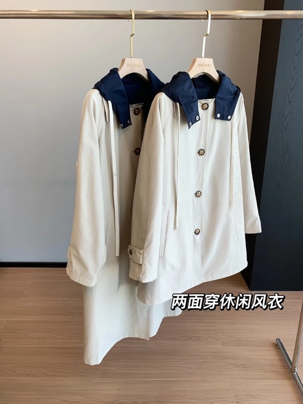 宝藏风衣！双面可穿休闲长款中长款夹克外套气质连帽风衣女秋季新|undefined
