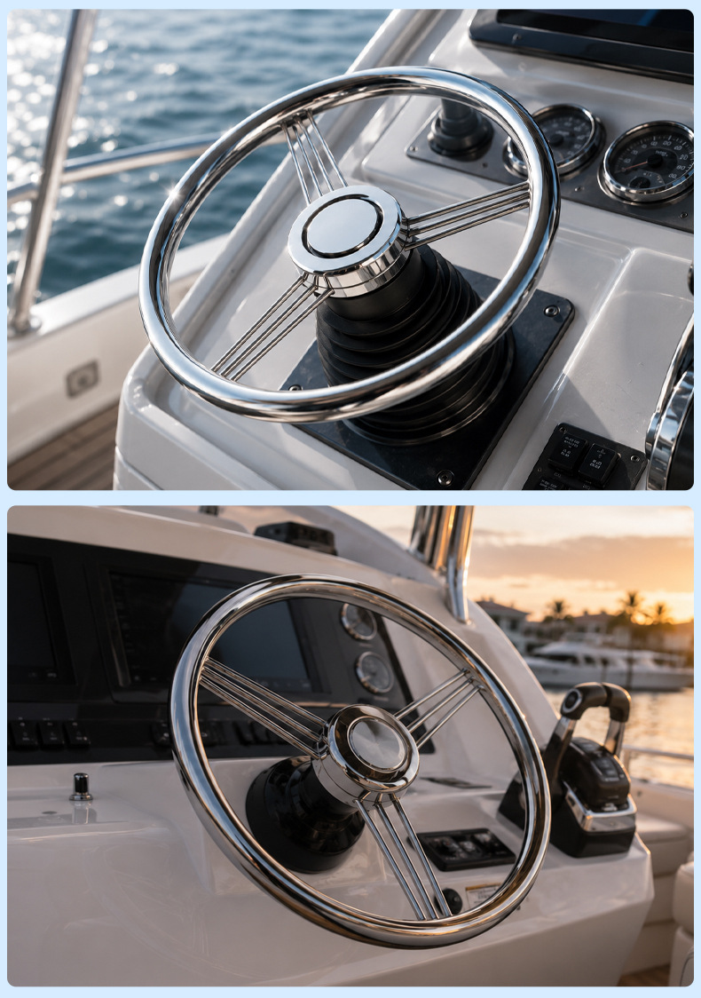 Yacht Hardware Accessories Speedboat Fishing Boat Stainless Steel Steering Wheel Marine Hydraulic Servo System Steering Wheel