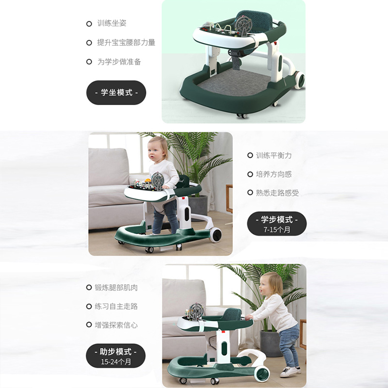 Andador Multifuncional en Forma de U para Bebé de Plástico, Antivuelco con Música
