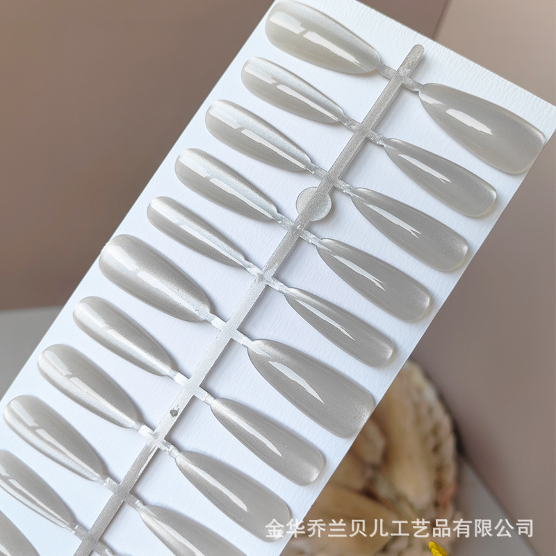 Nail Art Hand-worn Nail Ice Patch Nude Nail Patch Cat's Eye Long Pointy Fake Nail Patch Advanced Grey Prefabricated Nail Nail Art Hand-worn Nail Ice Patch Nude Nail Patch Cat's Eye Long Pointy Fake Nail Patch Advanced Grey Prefabricated Nail