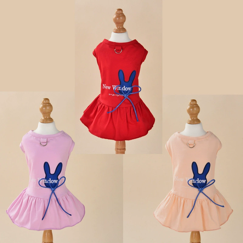 2024 новый стиль весна и лето платье кролика-бабочки платье платье принцессы из хлопка для домашних животных одежда эластичная собачья одежда леди юбка