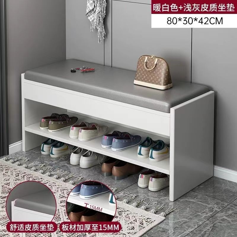 라이트 그레이 가죽 쿠션 | 웜 화이트 80cm