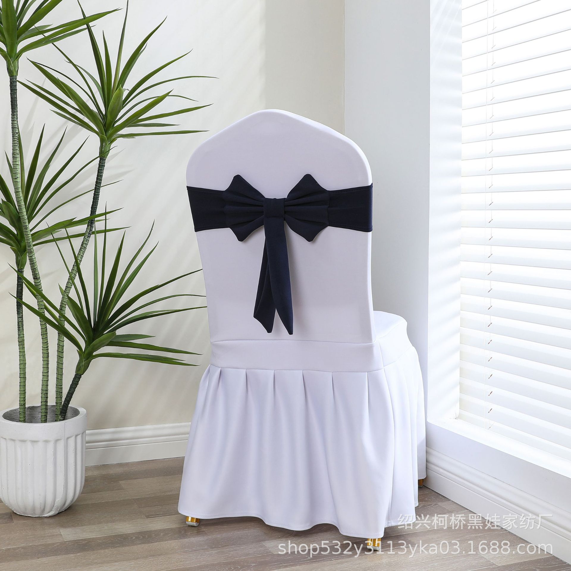No-tie elastic chair back decoration wedding hotel chair cover bow banquet chair cover elastic chair back flower strap