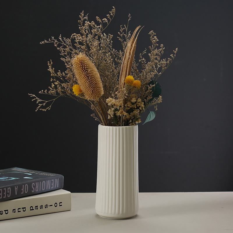 Vaso de cerámica blanca de lujo nórdica inswind floral creativa decoración floral simple alta sensación mayorista europea