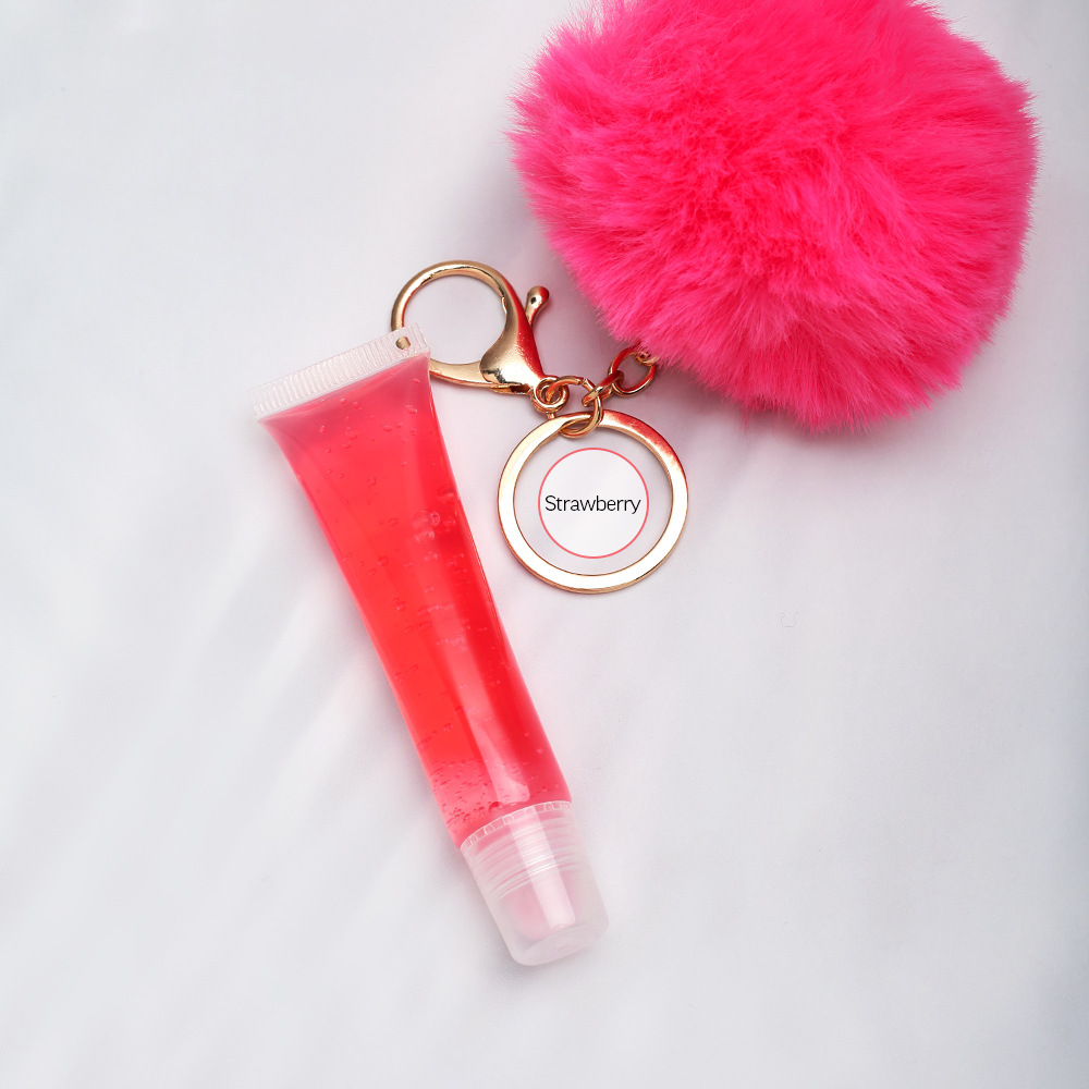 Plush Ball Keychain Chain Fruity Fashion Solid Color Lip Gloss display picture 5