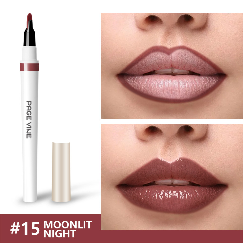 Lípido labial de maquillaje transfronterizo 2 - en - 1 lipstick impermeable y duradero, lipstick líquido de lipstick