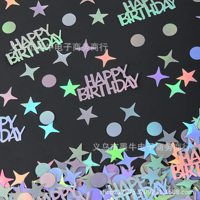 Новый лазерный день рождения конфетти английский день рождения блестки Happy birthday день рождения вечеринка на рабочем столе украшения