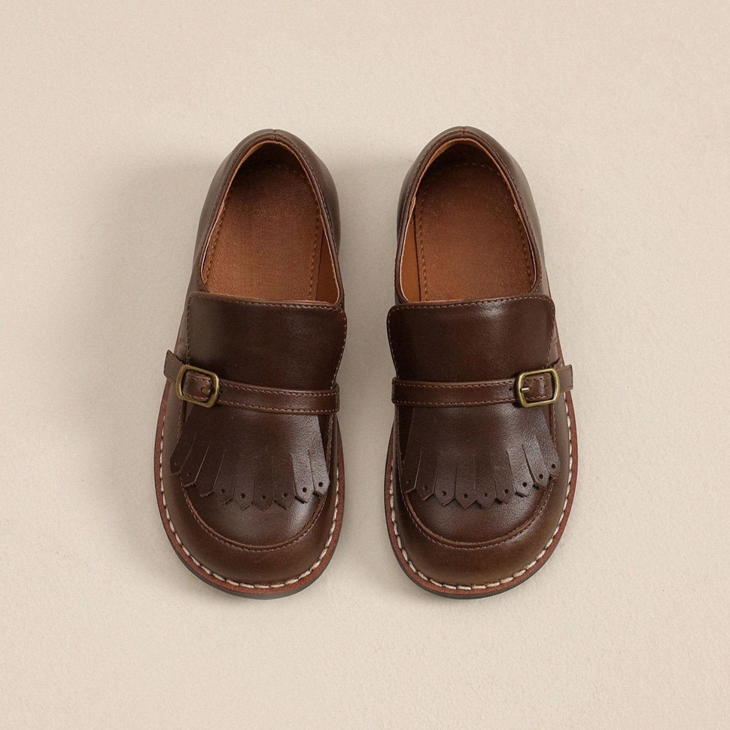 英伦风牛皮女童软底流苏春秋复古乐福鞋宝宝一脚蹬皮鞋儿童鞋子潮