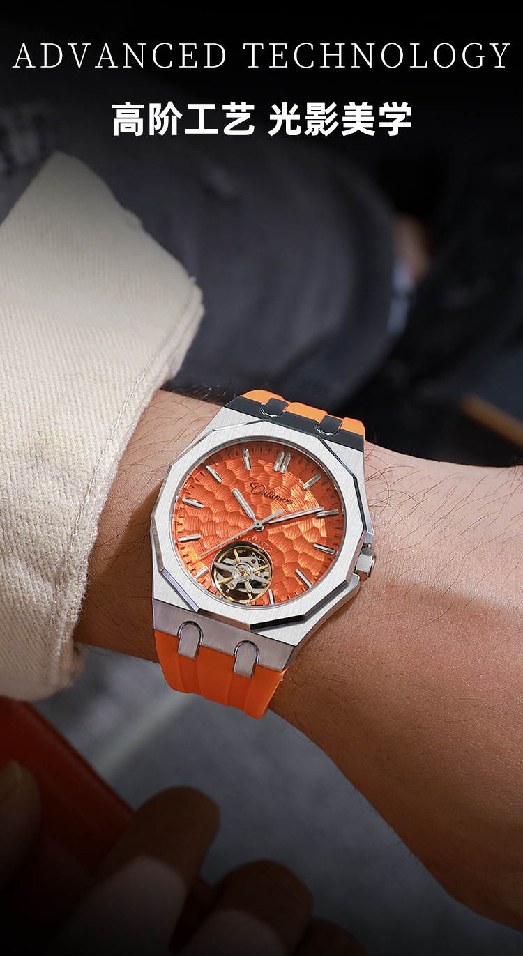 Durenwei Herren-Automatikuhr Tourbillon Stahlarmband