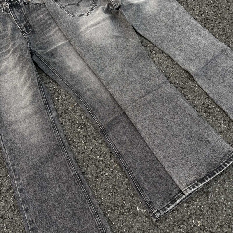 Cleanfit Style 517 Retro Washed Marble Straight-Leg Flared Jeans High Street