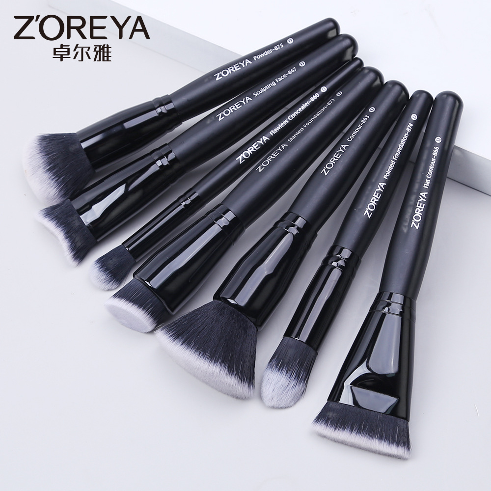 Zhuolya transfronteriza herramientas de belleza pincel de maquillaje negro cepillo de rubor único Cepillo de base en forma especial cepillo suelto al por mayor