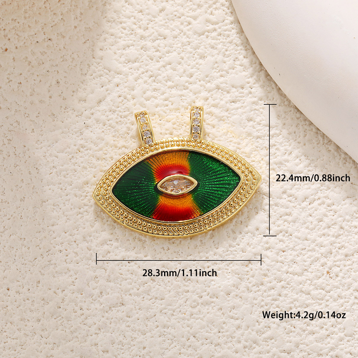 5g Weight Pendant Jewelry Making Type 13.8*18mm Jewelry Making Size Zircon Inlay Material DIY Jewelry Accessories Classification 1 Piece Quantity Copper Material Eye Pattern Enamel, Inlay Design IG Style Style 1 Piece 13.8*18mm Copper Zircon Eye Pendant 17