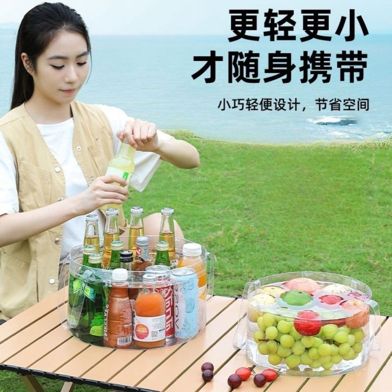 ポータブル旅行ランドリーバッグ折りたたみ洗面器ポータブル屋外野菜洗濯キャンプ透明圧縮バケツ洗濯|undefined