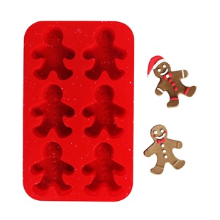 Christmas Gingerbread Man Mold Silicone Cake Mold Six-even Silicone Baking Mold Jelly Chocolate Wax Bottle Sugar Mold