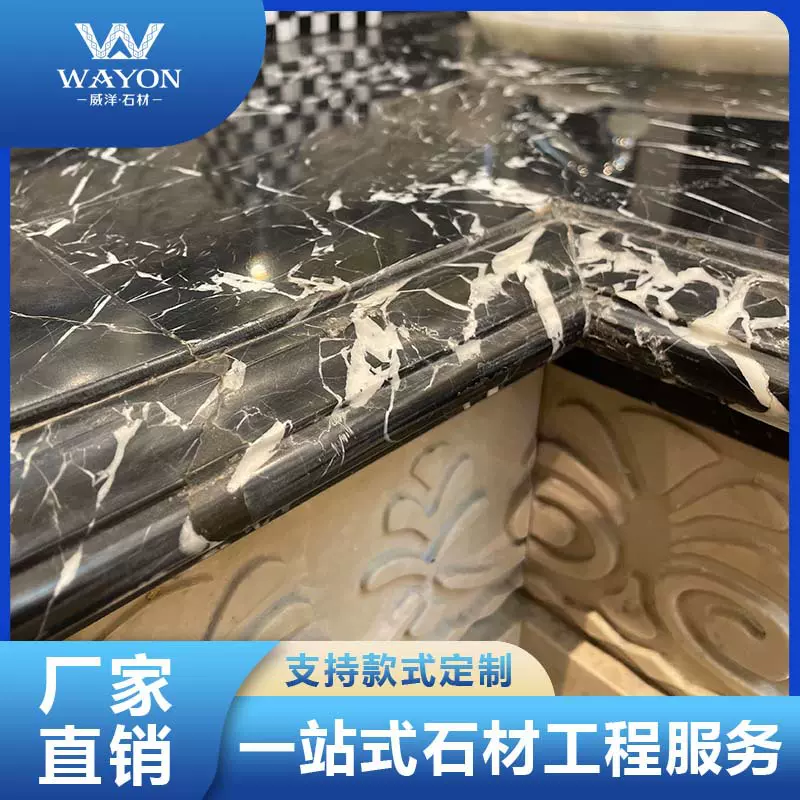 真正大理石 源头厂家定制加工一体化背景墙别墅酒店台面地面工程