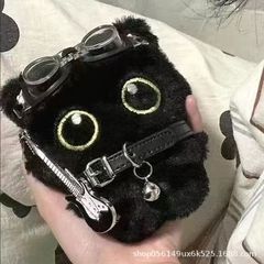 かわいいパンク黒猫人形ペンダントロック首輪ギターぬいぐるみアクセサリーホリデー誕生日ギフト