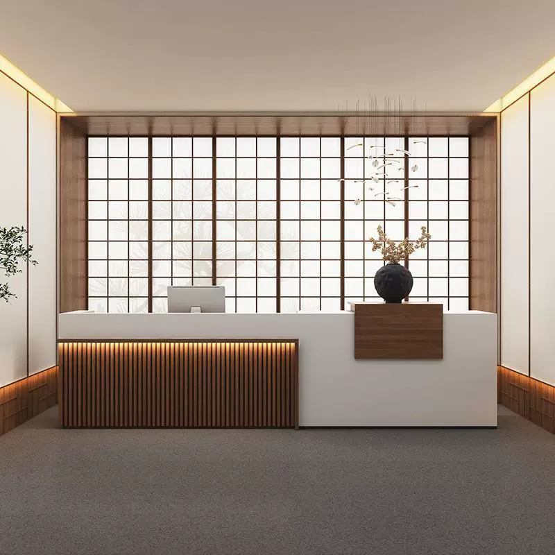 中式简约复古实木前台民宿茶社接待台美容院养生馆收银台吧台