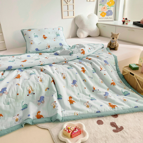 Class A cotton double-layer gauze children's summer quilt maternal and infant grade gauze summer cool quilt pure cotton air-conditioning quilt single thin quilt wholesale