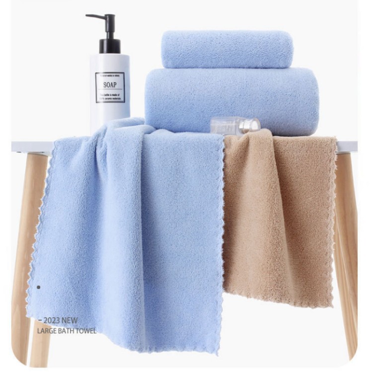 Non-Shedding, Thickened Coral Fleece Towel, Bath Towel, Absorbent, Enlarged Size for Adult Home Use, Individually Packaged, Wholesale