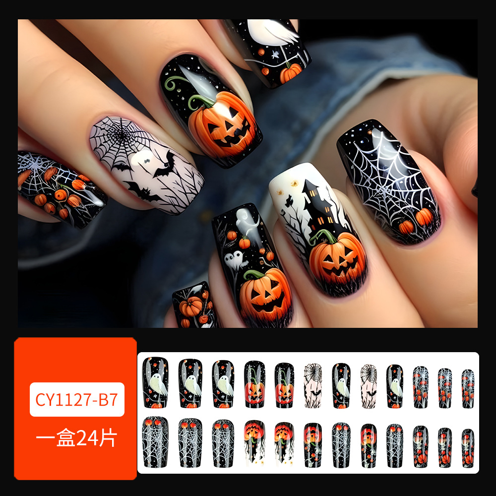 Pumpkin Lantern Ghost Nail Parche Halloween Premium Sense Nail Pin Venta caliente Telaraña Nueva armadura portátil
