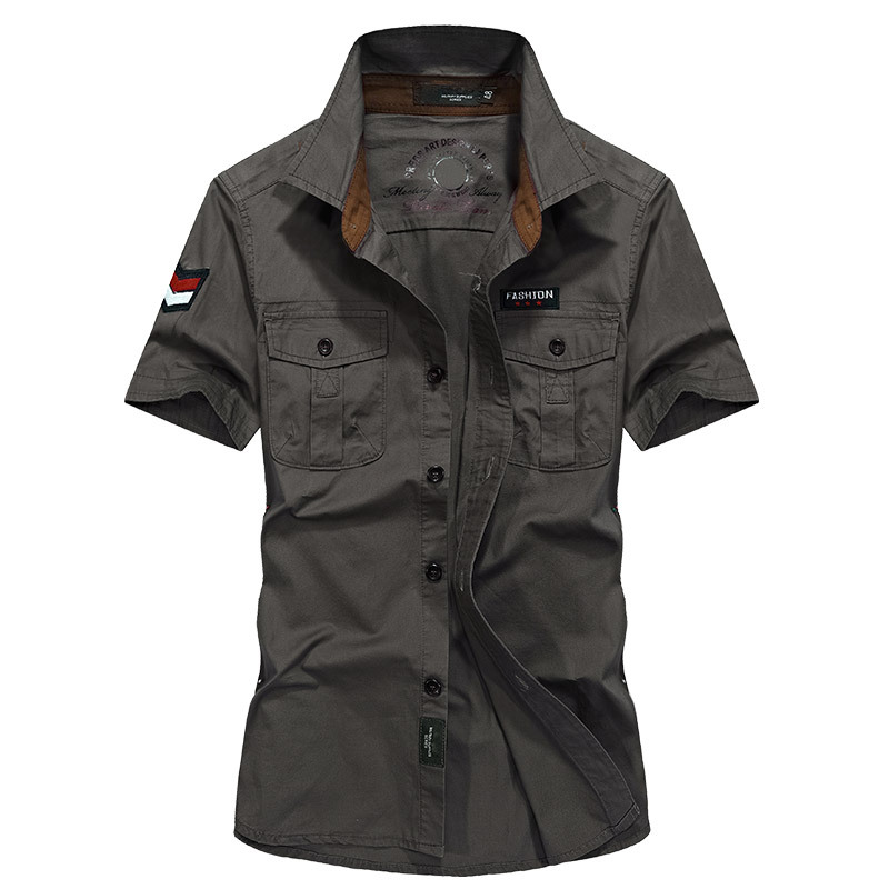 Camisas de manga corta de hombre verano nuevo algodón de mediana edad suelta lavado camisa de media manga camisa de trabajo abrigo