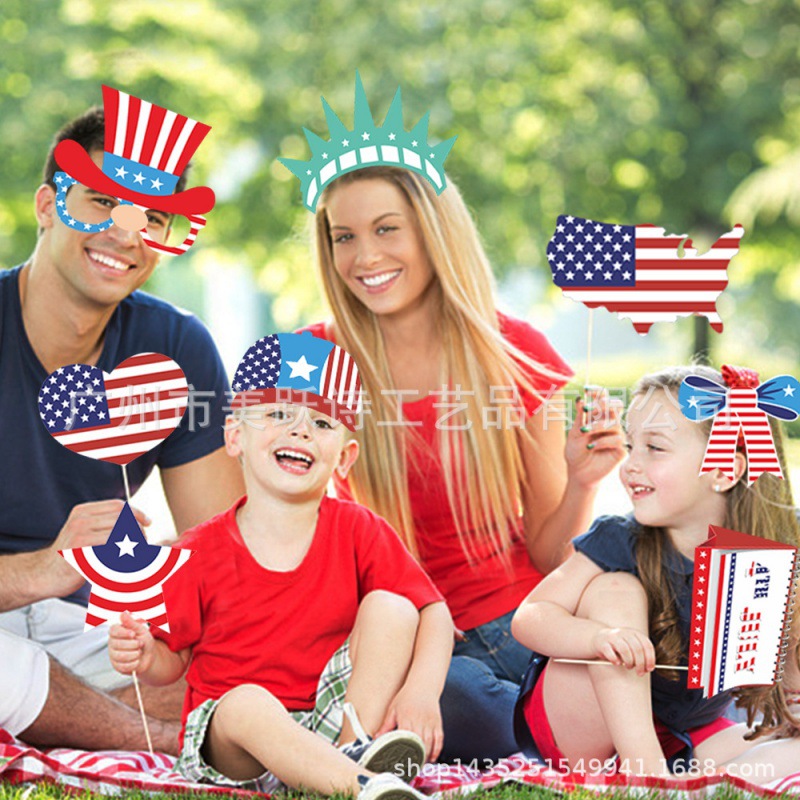 Nuevos productos Accesorios fotográficos de decoración del Día de la Independencia de EE. UU. 4 de julio Decoración de la fiesta del Día de la Independencia Artículos fotográficos divertidos