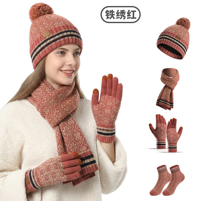 Set, hat, scarf, gloves, 3 piece set, with your logo imprint
