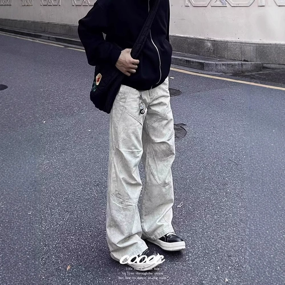 Retro skydiver, trousers, American style, oversize, high-quality style