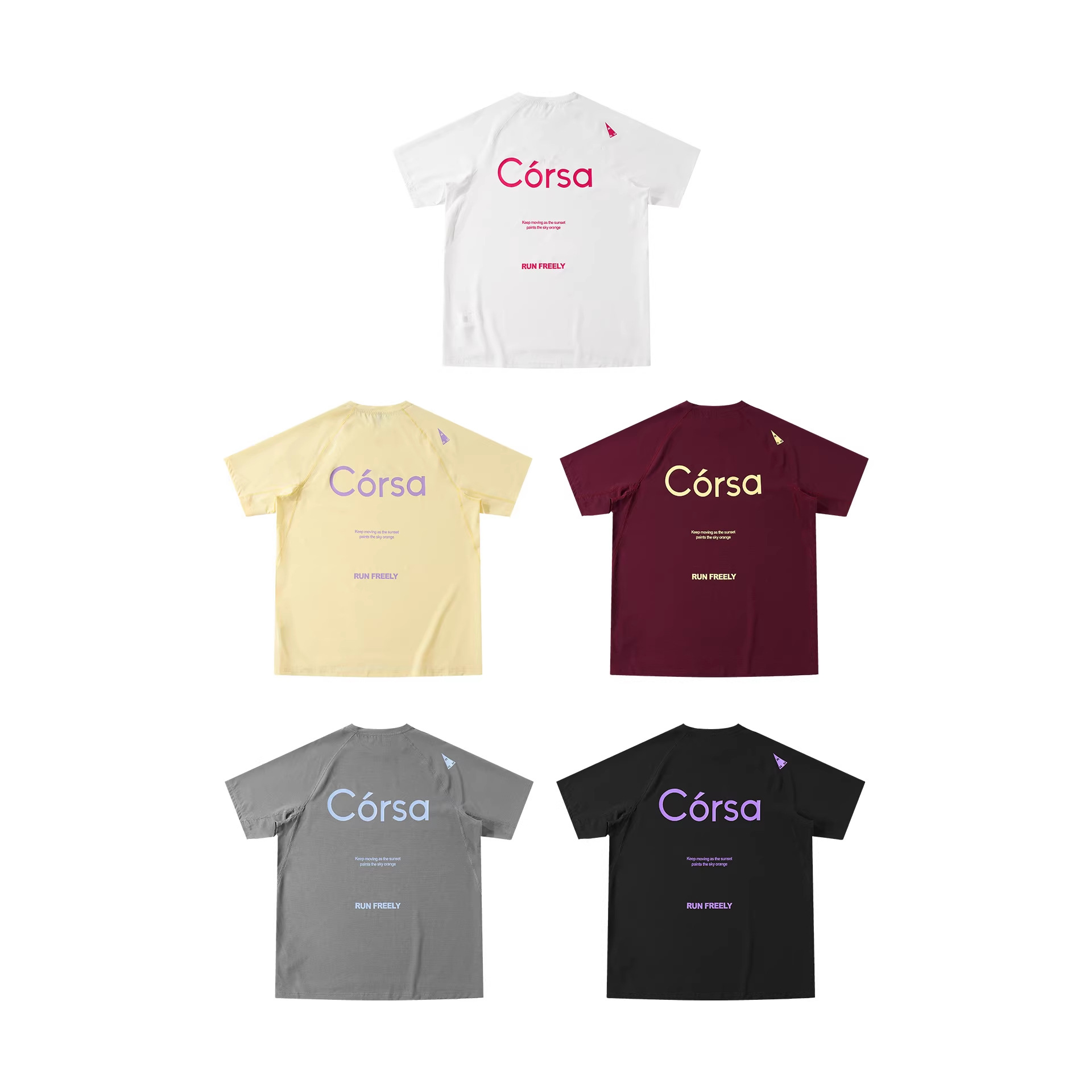 T-shirt de sport contrasté à séchage rapide, collection été 2026, respirant, léger et fin, idéal pour la course à pied en extérieur. Manches courtes._voghion.com