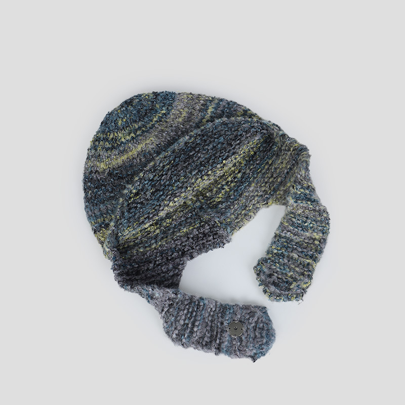 Mixed Color Wool Knitted Ear Protection Hat 9