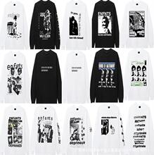 跨境新款ERD忧郁的富二代人像印花美式高街宽松情侣休闲长袖T恤